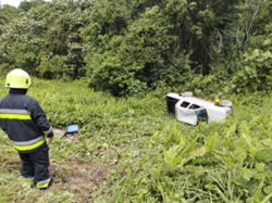 Firefighters rescue unconscious driver trapped beneath overturned vehicle in Bukit Sawat