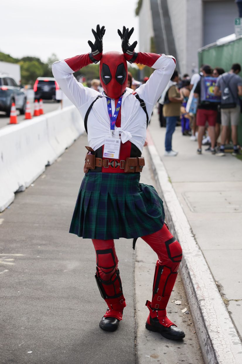 Nick Pauley of Los Angeles, dressed as Deadpool Britney Spears, poses for a photograph during Comic-Con in San Diego. Photo: AP