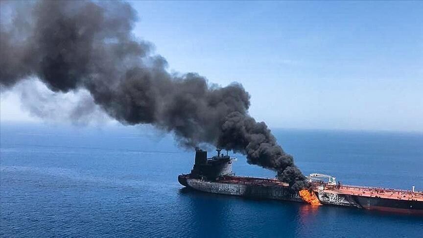 Oil tanker explodes in Strait of Hormuz after hitting a naval mine, says Iranian media