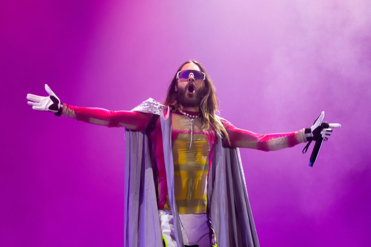 Jared Leto is the lead singer for the alternative rock band Thirty Seconds To Mars. Photo: AP