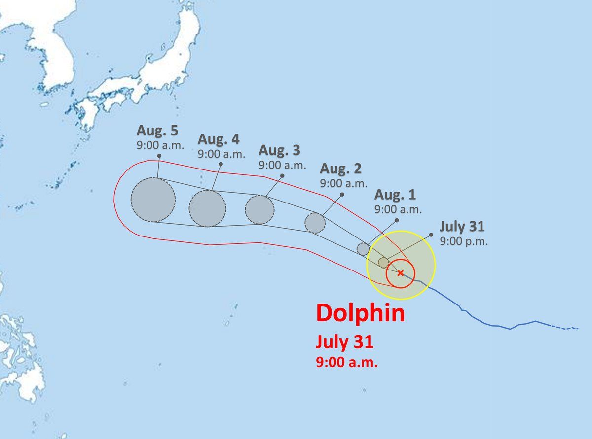Taifun Dolphin erreicht am Sonntag die Gewässer nahe der japanischen Insel ...