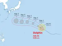 Typhoon Dolphin to reach waters near Japan's Minami-Torishima Island by Sunday