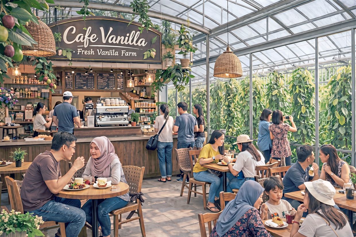 Artist’s impression of future projects at Selangor Fruit Valley he Vanilla Cafe in a greenhouse. — Courtesy of Selangor Fruit Valley