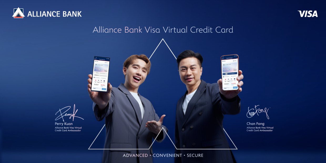 (From left) Kuan and Chan at the bank's product launch, where they were unveiled as the bank's two new ambassadors.