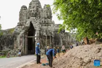 Angkor Thom laterite wall restoration in Cambodia's Angkor park eyes year-end completion