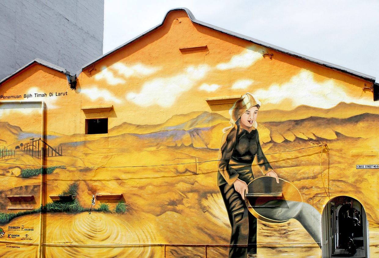 Taiping’s tin mining heritage is reflected in its street art.