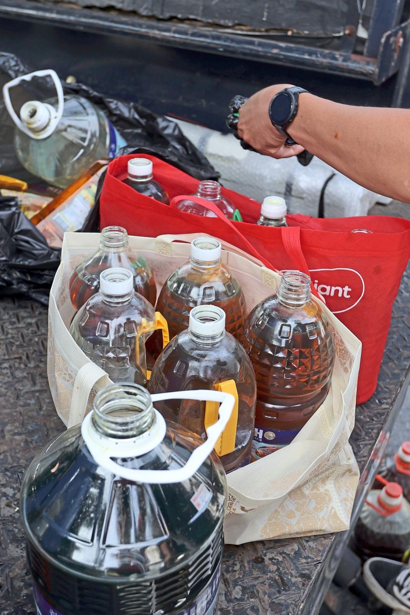 Used cooking oil is also accepted under the programme.