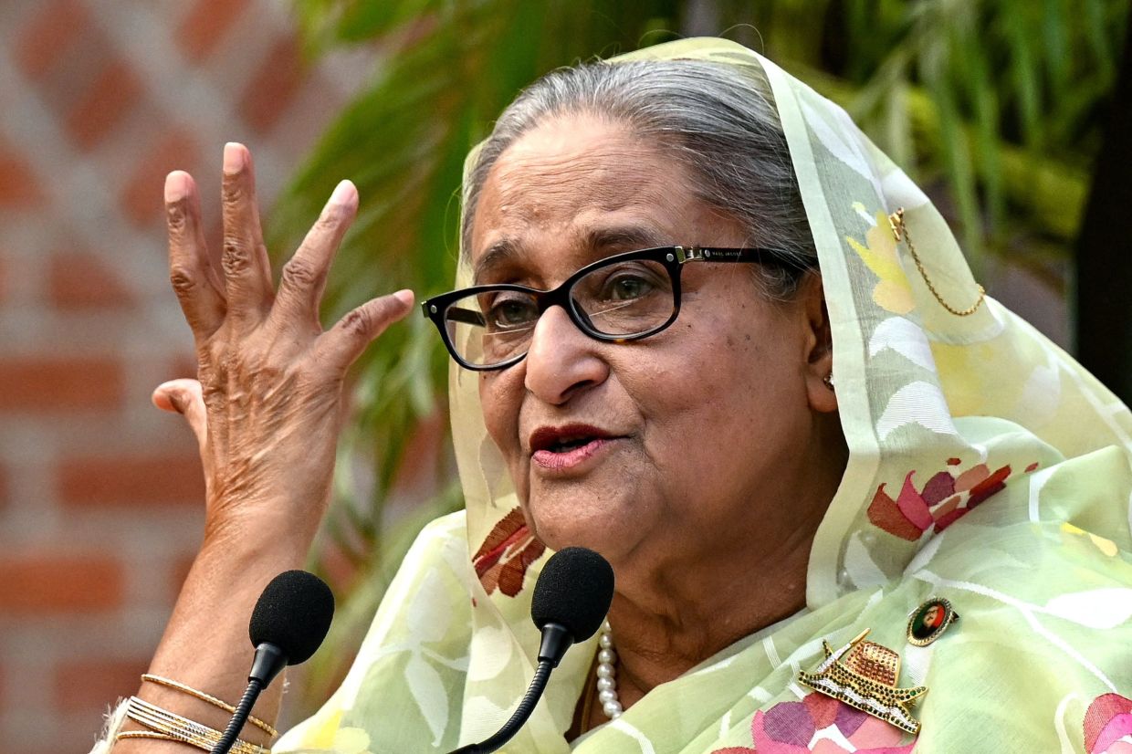 India says it is not involved with Bangladesh ex-PM Hasina's virtual address; Bangladesh bans media from airing speech