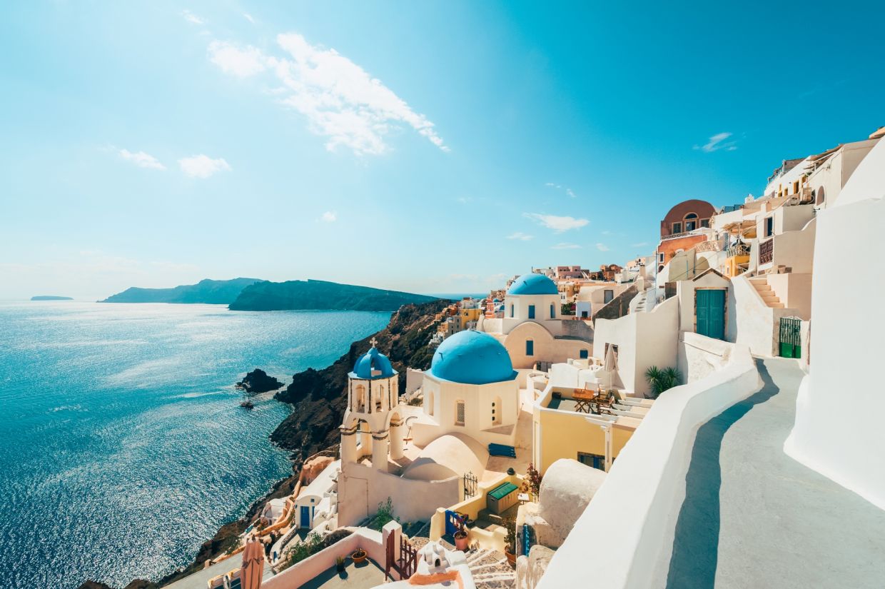 Spend an unforgettable Arctic night beneath a glowing sky at Aurora Hill Resort, Finland.Santorini is a famous Greek island that was created from a volcanic eruption thousands of years ago.