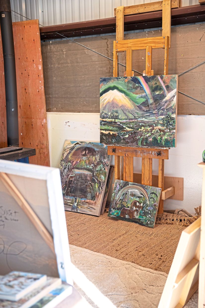 Paintings by DeFeo. Framing exterior views of wide-open terrain is a signature of DeFeo’s professional life.