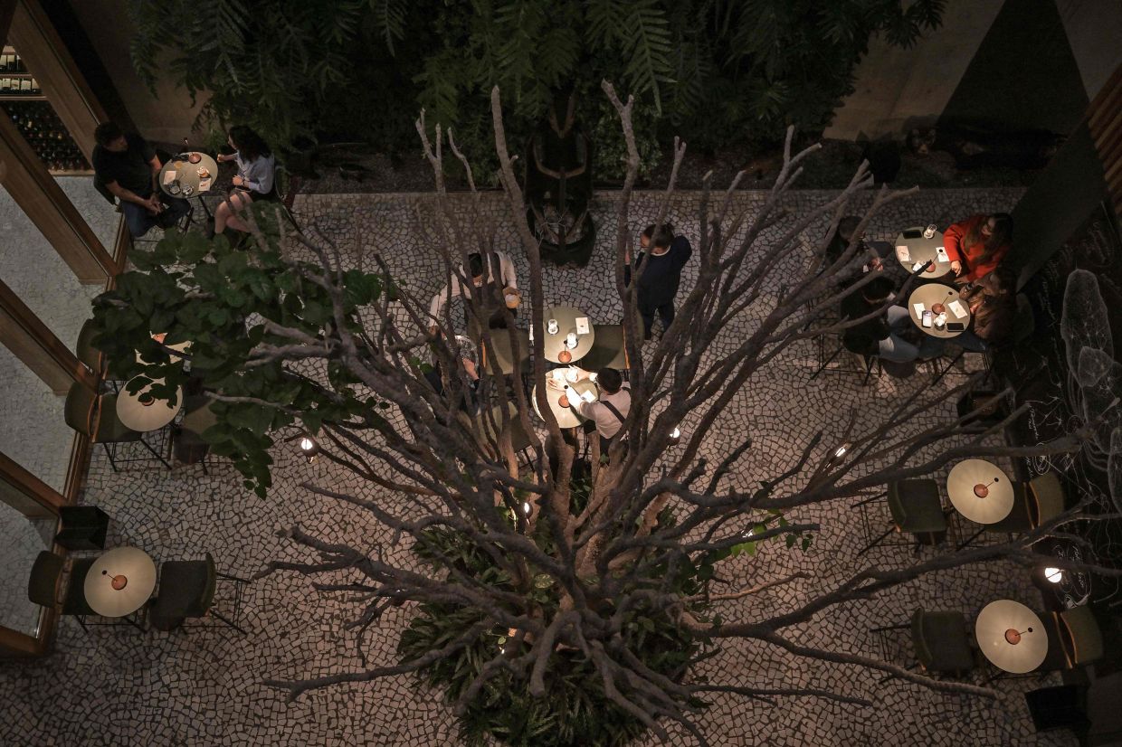 View of the TUJU restaurant in Sao Paulo, Brazil.