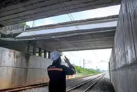 Concrete slab halts rail line