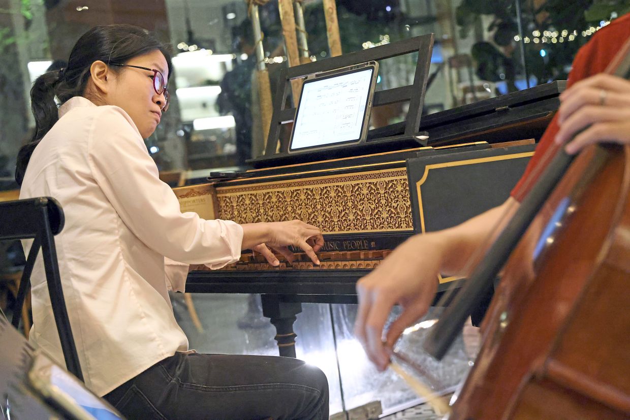 The group’s harpsichord, played by Chang Yi-Li, was built in Malaysia using spare parts from Paris. Photo: The Star/Glenn Guan 