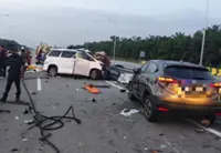 Woman killed, two injured in three-vehicle crash near WCE toll plaza