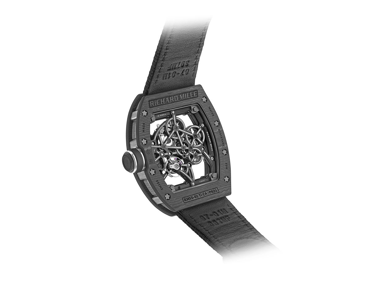 The Richard Mille RM 55-01 Manual Winding in Carbon.