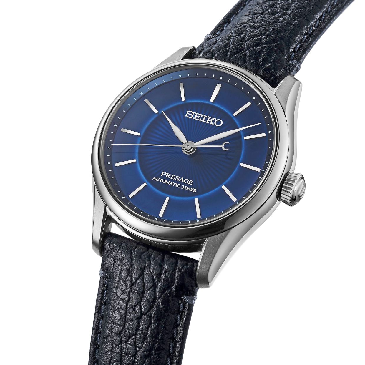 The Presage Classic Series limited edition has Arita porcelain dial in cobalt blue. — Photos: Seiko