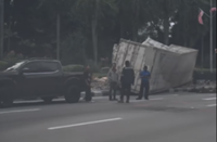 Lorry driver crashes onto road shoulder after falling asleep at the wheel