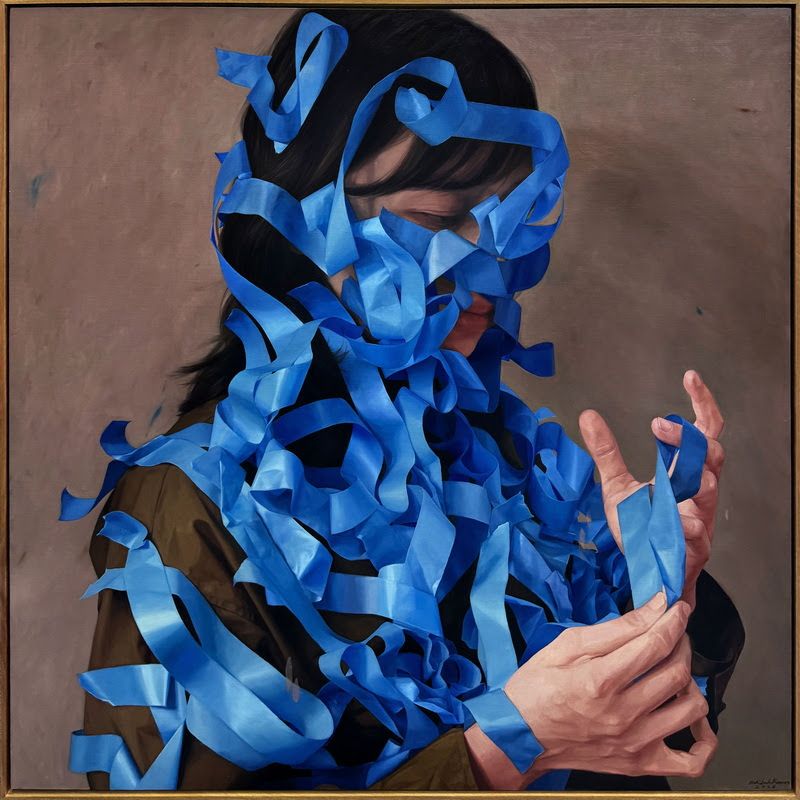 Fadilah Karim's 'Unfolding The Self' (oil on linen, 2026), part of the G13 Gallery 16th anniversary show. Photo: G13 Gallery