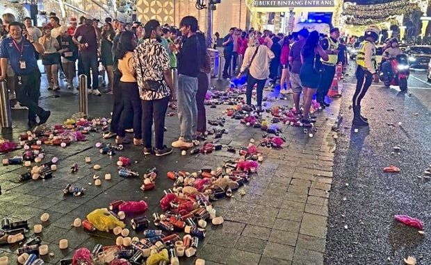 Rubbish strewn along Jalan Bukit Bintang, Kuala Lumpur during a past celebration. — Filepic