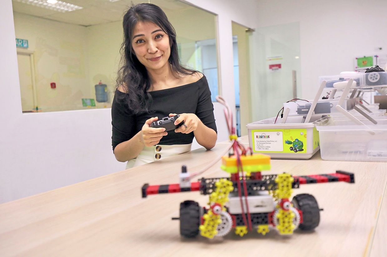 Khan says some parents have expressed hopes that their children will go on to become robotics engineers when enrolling them in robotics classes. — LEONG WAI YEE/The Star