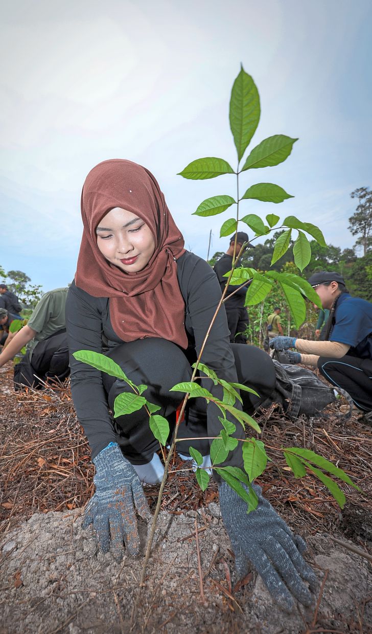 A media practitioner taking part in the tree-planting programme.
