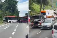 Bus driver, two motorists taken to hospital after accident across both sides of Singapore expressway