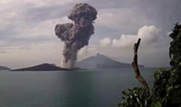 Mt Anak Krakatau erupts more than two dozen times, blankets nearby island in ash