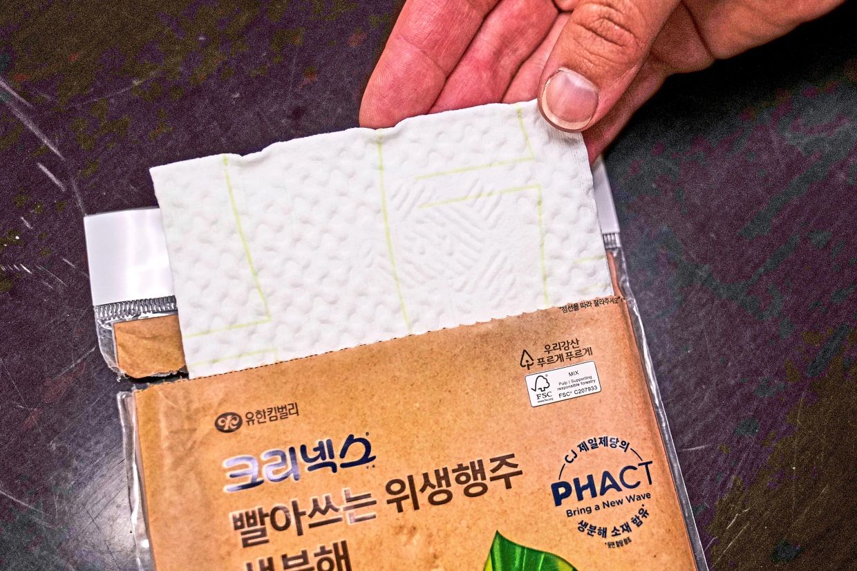 A multi-use compostable paper towel that contains plastic made from plants.