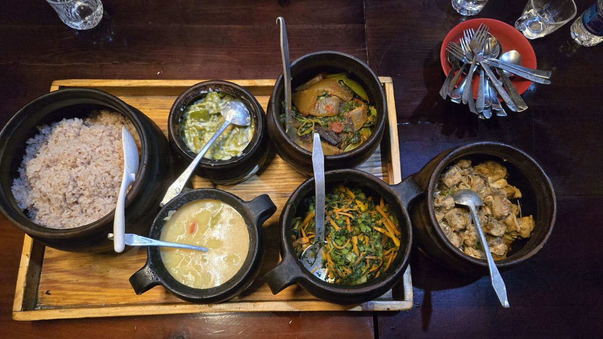 Typical home-cooked meals in Bhutan. 