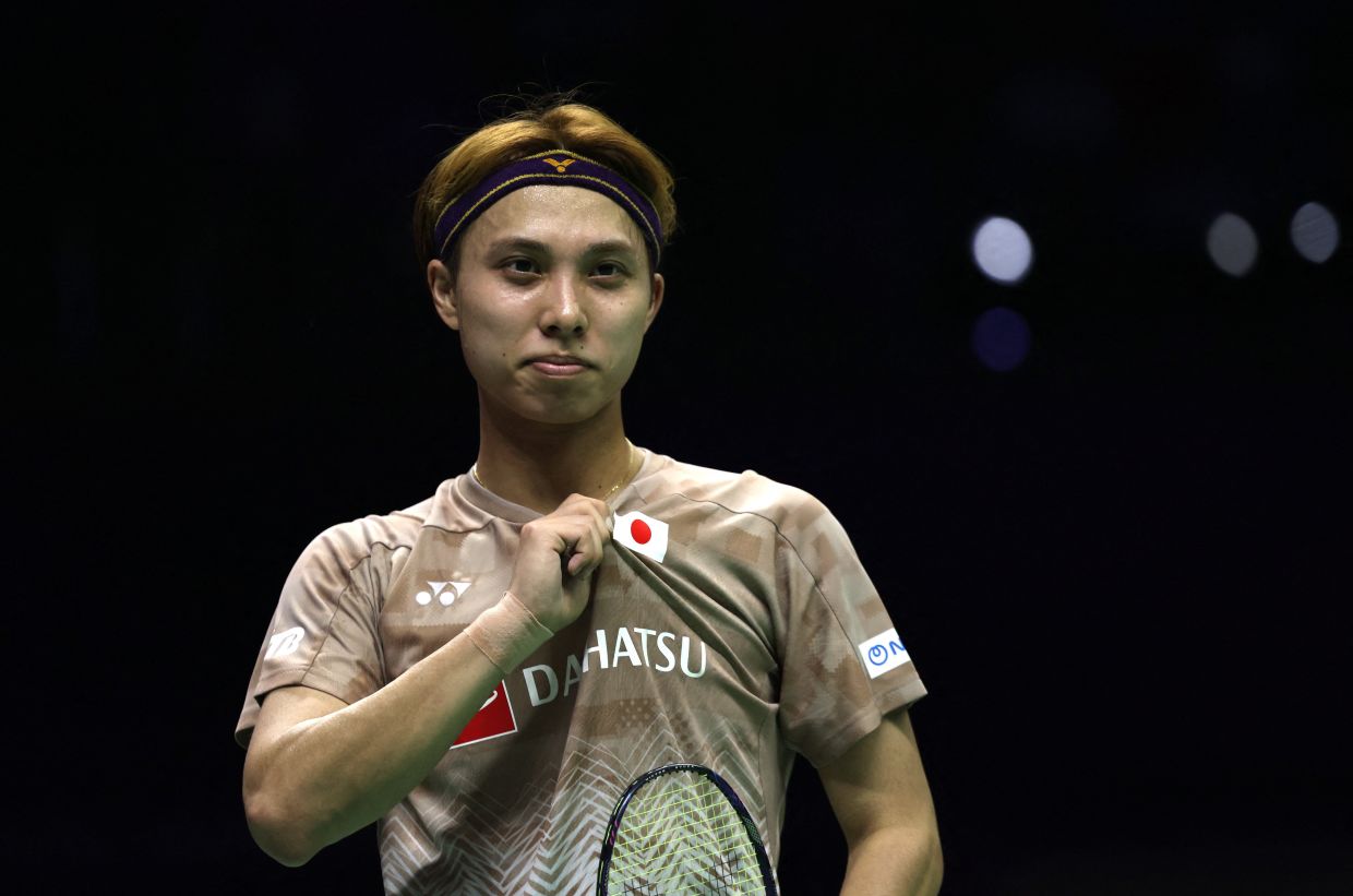 Japan's Kodai Naraoka celebrates after reaching World Championships final. - REUTERS