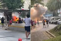 Car on fire in Singapore's Toa Payoh carpark draws crowd, including kids