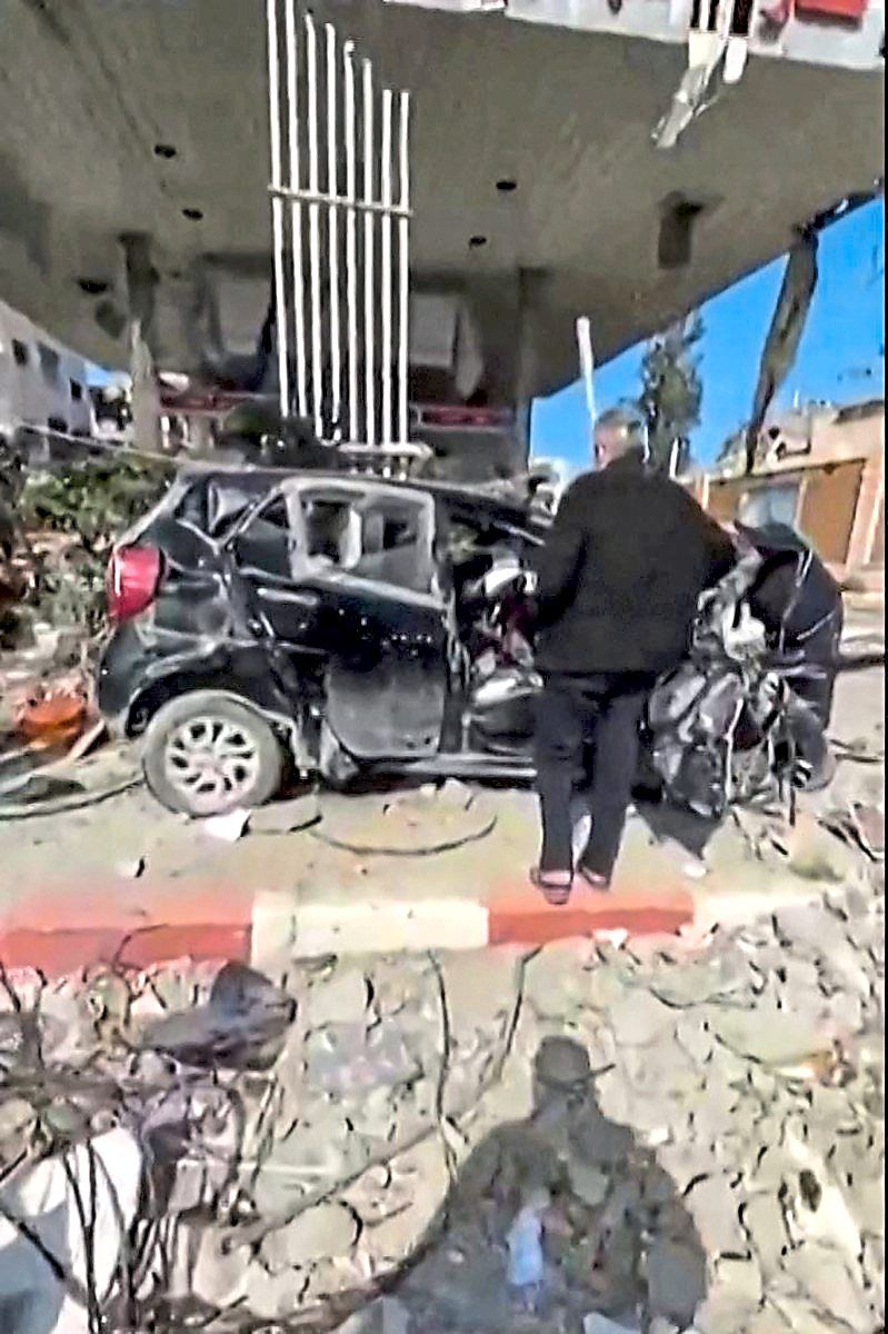 A Palestinian Red Crescent Society video grab in 2024 showing the car in which Hindand her relatives were killed.