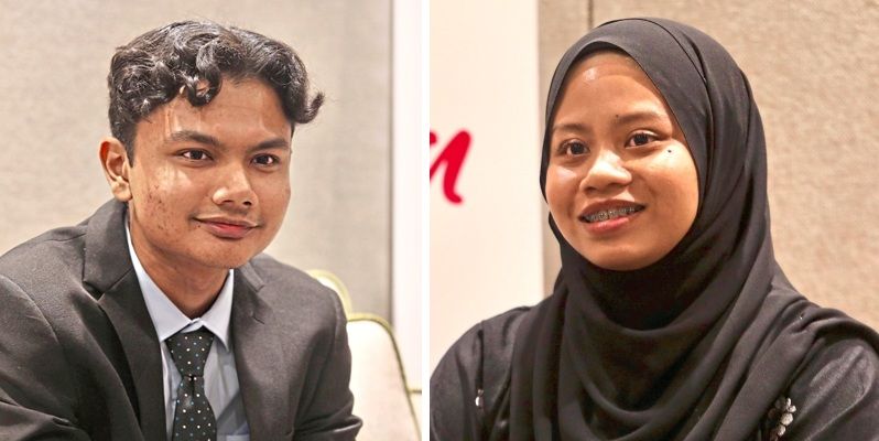 IIUM Islamic Finance undergraduates Salihin (left) and Sarah are among the first cohort of 20 recipients of the AIA Penyala Harapan Scholarship Programme.
