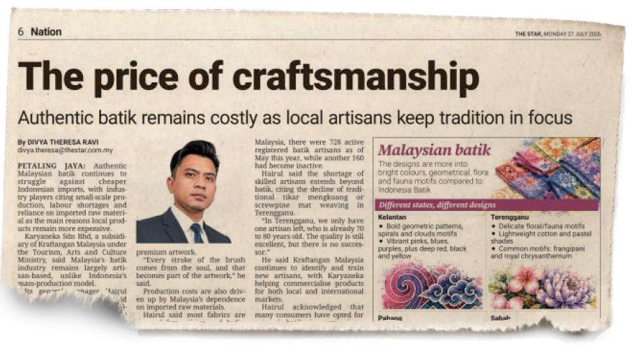 Honouring heritage: A flashback to ‘The Star’ article on authentic Malaysian batik’s struggle to compete with cheaper Indonesian batik.