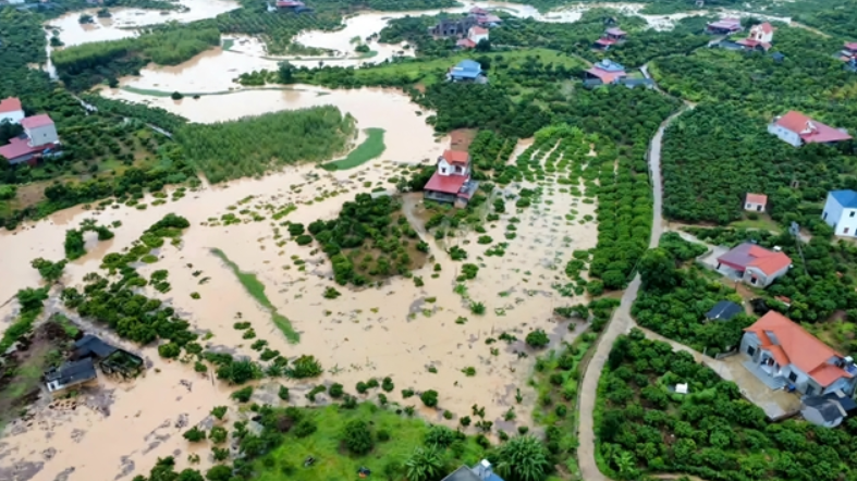 Floodwaters inundate large areas of crops in Bac Ninh Province. — VNA