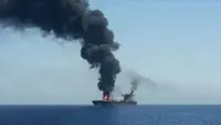 'Unknown projectile' hits vessel and causes fire near Saudi port city of Yanbu in Red Sea as MIddle East crisis reages on