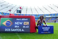 Athletics-Brazil's Dos Santos, American Russell race to world hurdles records in Zurich