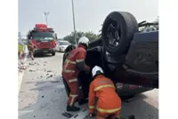 Two hurt after four-wheel-drive crashes into wall near Assam Jawa