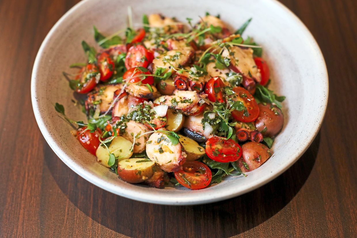 Char-grilled Spanish octopus is the star of this lively, refreshing salad.