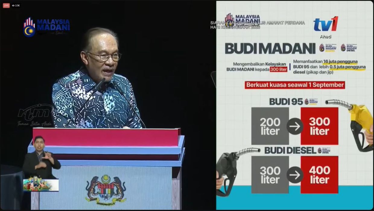 Anwar: Budi 95 and Budi Diesel quota increased by 100 litres starting Sept ...