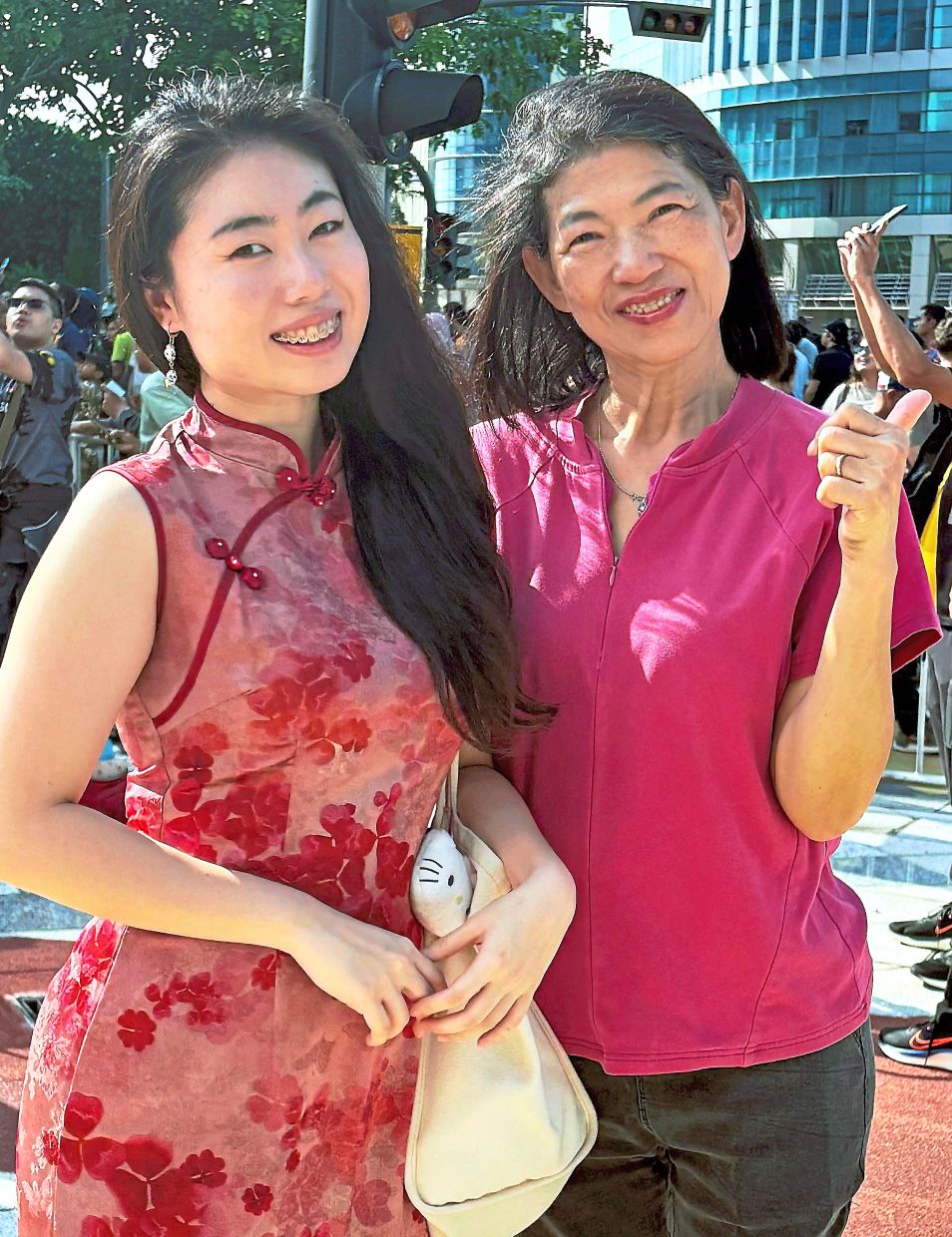 Dynamic duos: (From left) Goh with her mother; Anis Aliaa and Nadia.