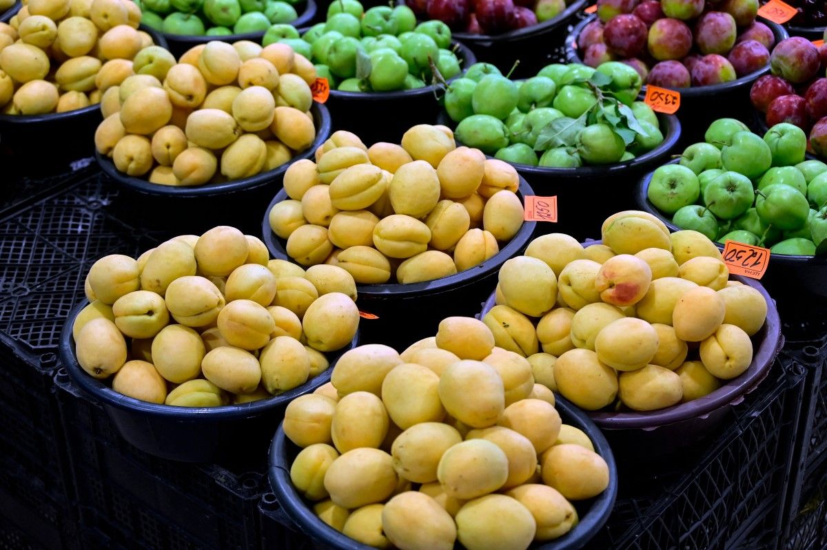 Apricots are seen on sale in Yerevan. — AFP