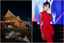Malaysian actress Lin Min Chen sleeps on ground, uses plastic bag as pillow on Japan trip