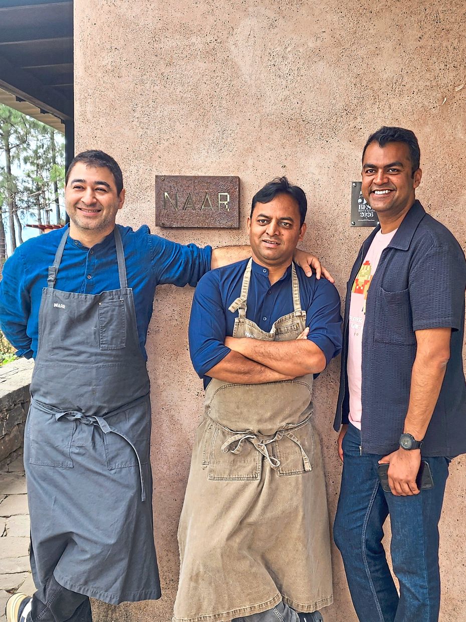 Prateek (left) is Naar’s culinary brainchild while Kamlesh (centre) is his right-hand man and Akshay (right) is his long-time friend and collaborator at Naar.