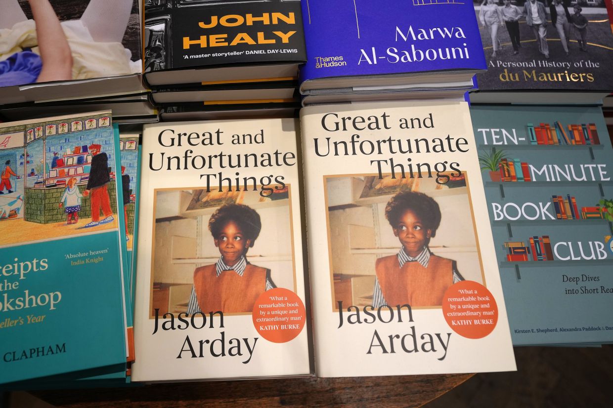 Arday's memoir 'Great And Unfortunate Things' is on display at a book shop in London. Photo: AP 