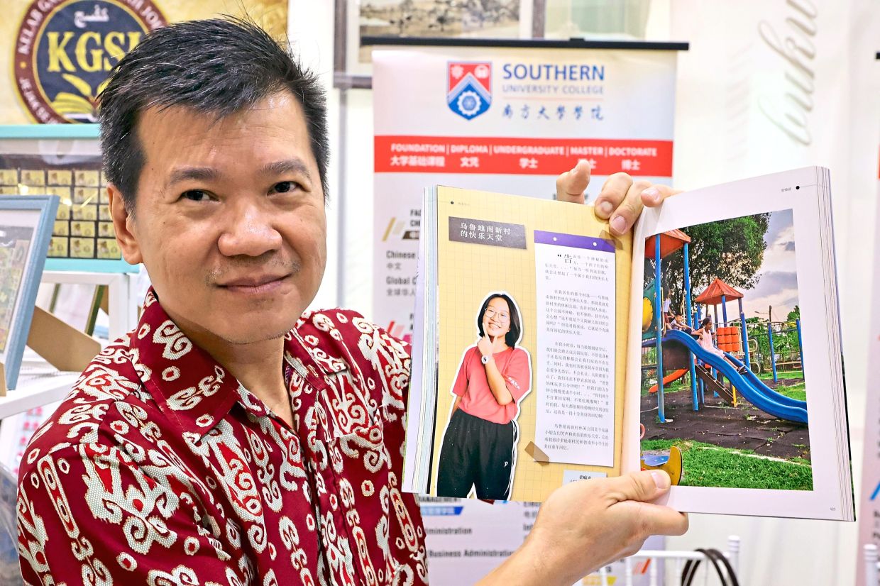 Loh gets to promote his students’ works to the public at the Johor book bazaar.