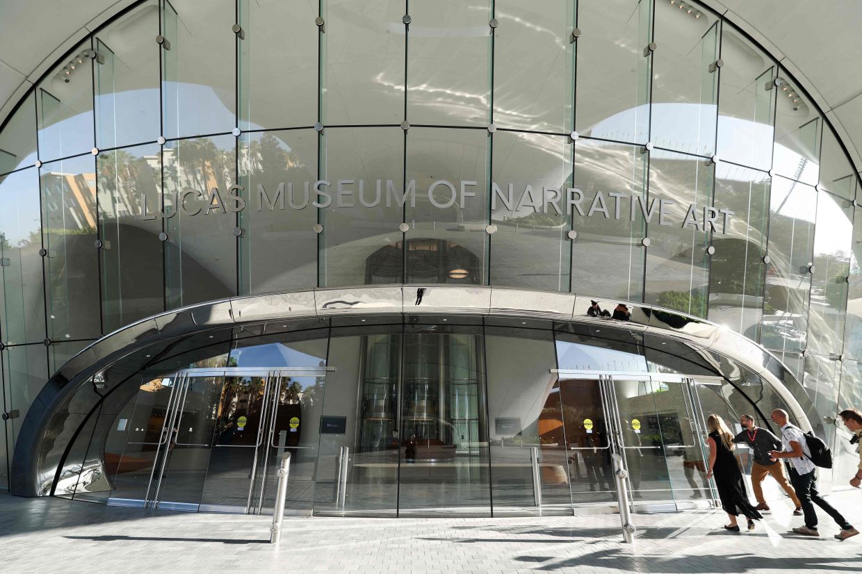 The entrance of the Lucas Museum of Narrative Art. Inside, it offers more than 9,300sq m of exhibition space. Photo: AFP 