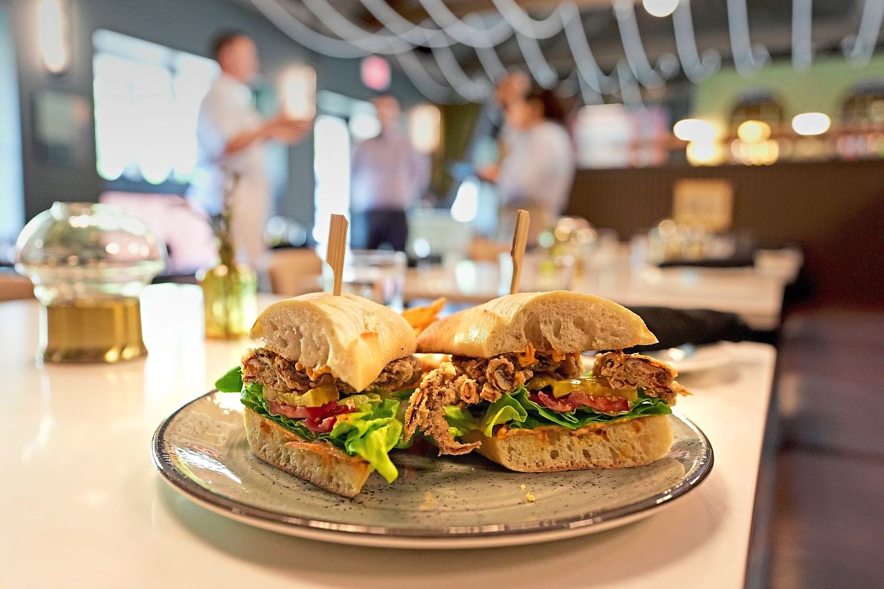 A breaded green crab sandwich is one of the dishes served at Signal restaurant in Maine.