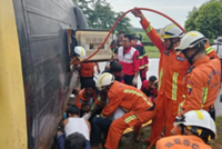Over 20 injured after express bus overturns on Yangon-Mandalay Expressway