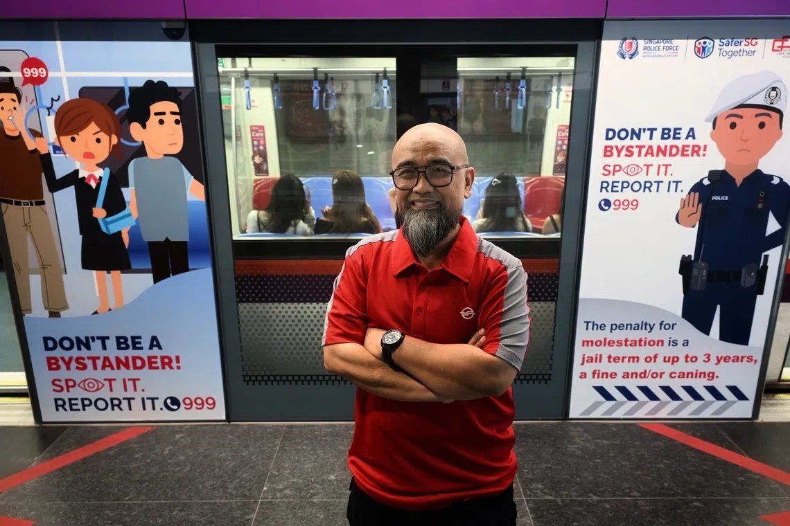 Samri Kudin said he was on the way to work at Caldecott MRT station when he noticed a young man standing very closely to a female student. - Photo: ST